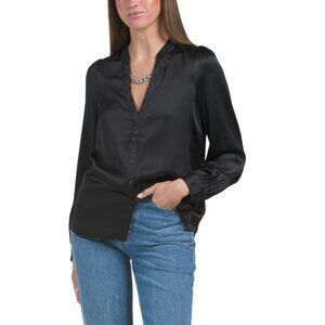 SECRET MISSION Black Silk Vivi Blouse